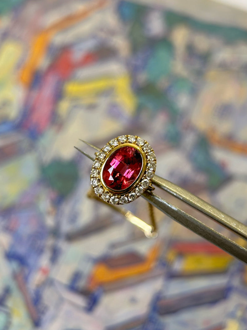 Certified 0.6ct Red Tourmaline Ring in 18k Gold