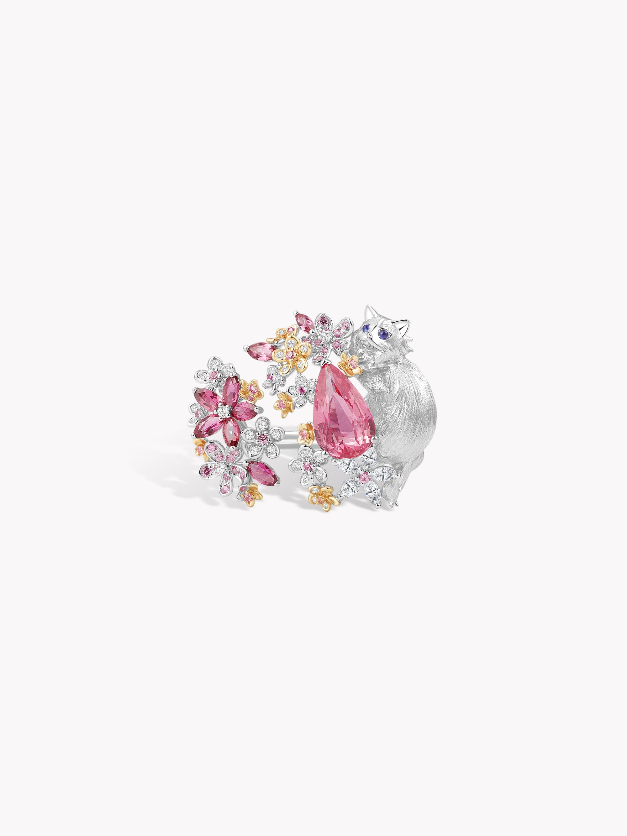 Custom: 2.02ct Padparadscha Sapphire Sakura Snow Open Ring
