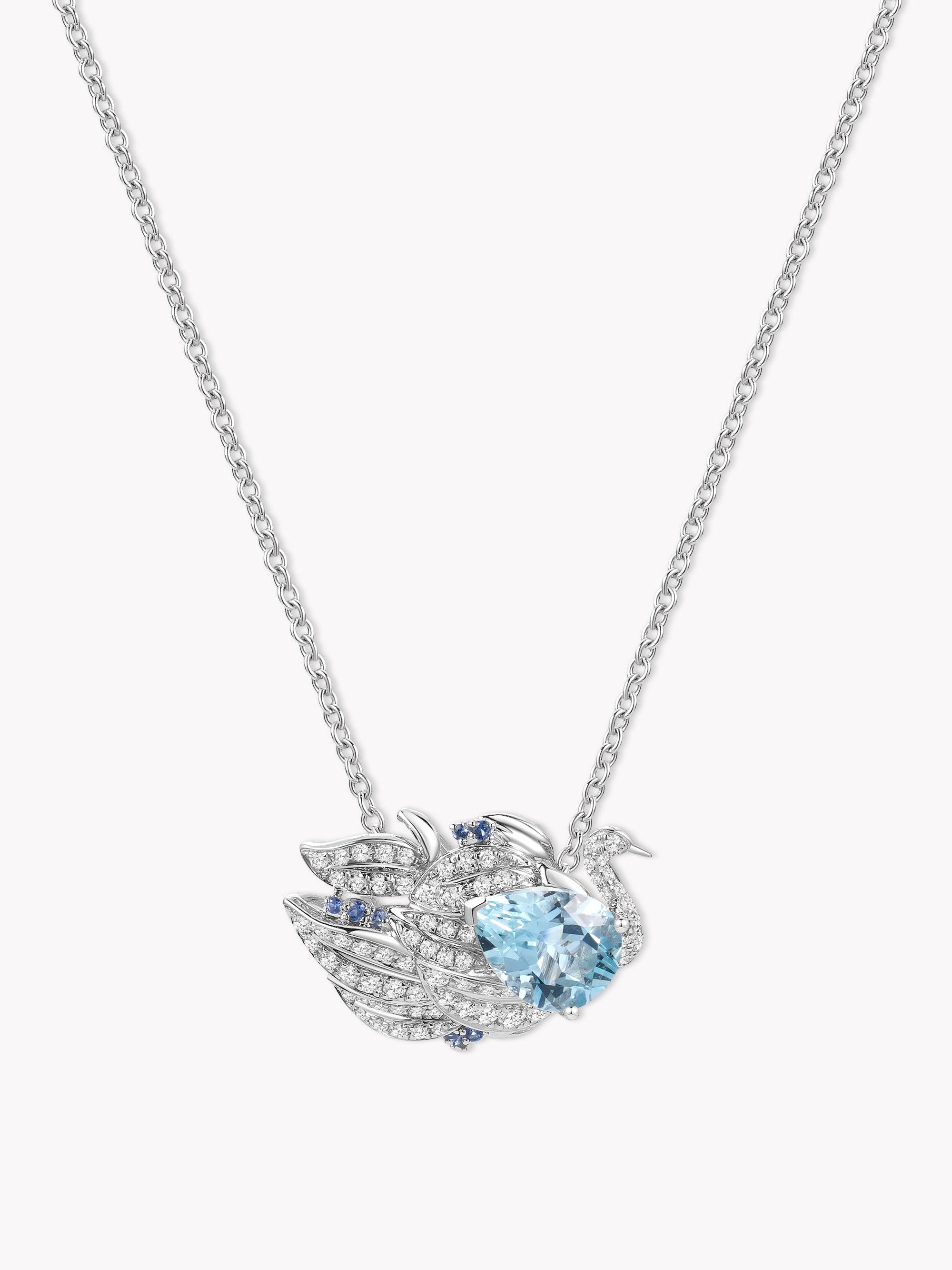 Custom: 1ct Aquamarine Swan Lake Necklace