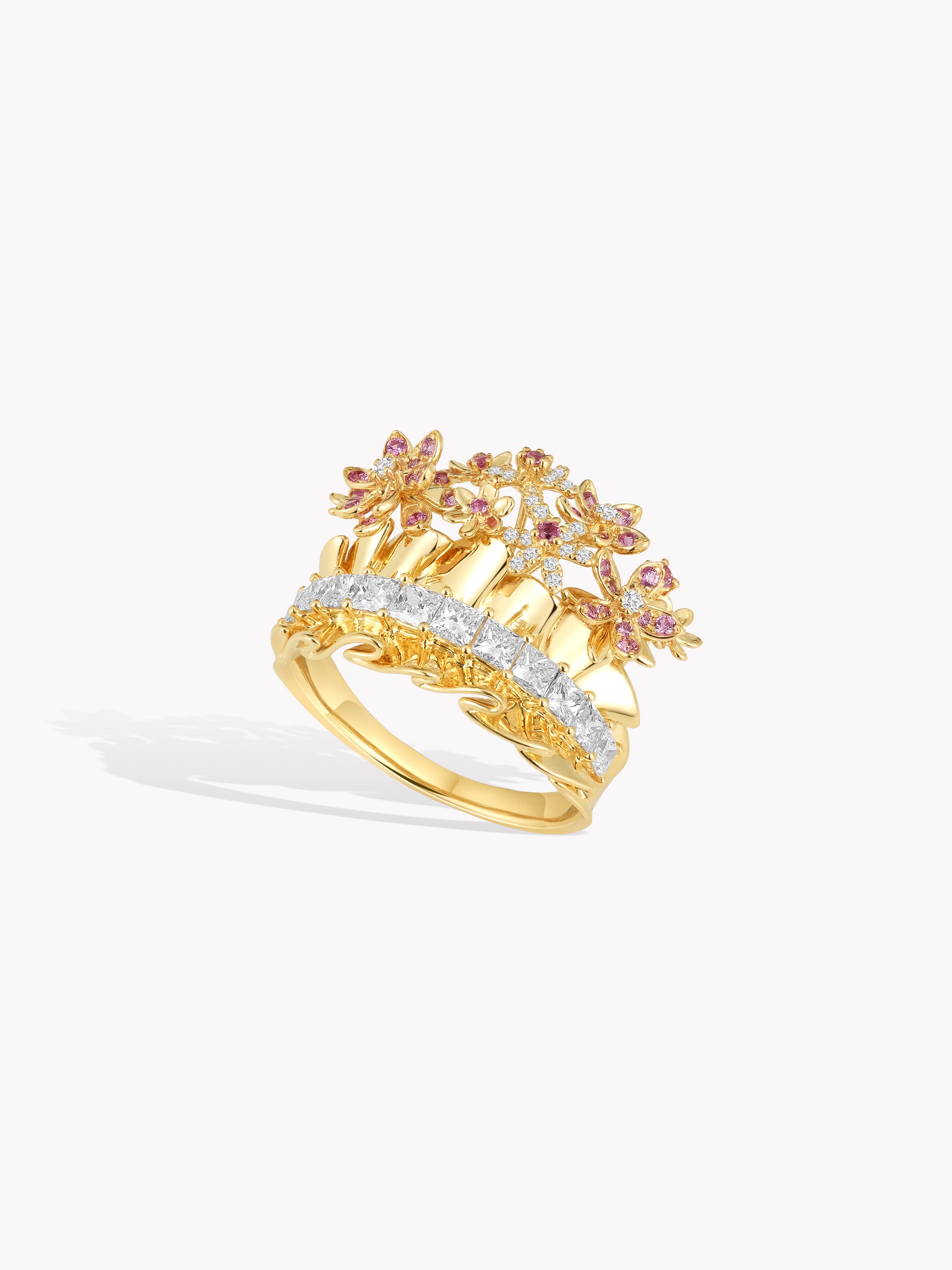 Pink Sapphire Full Bouquet Ring
