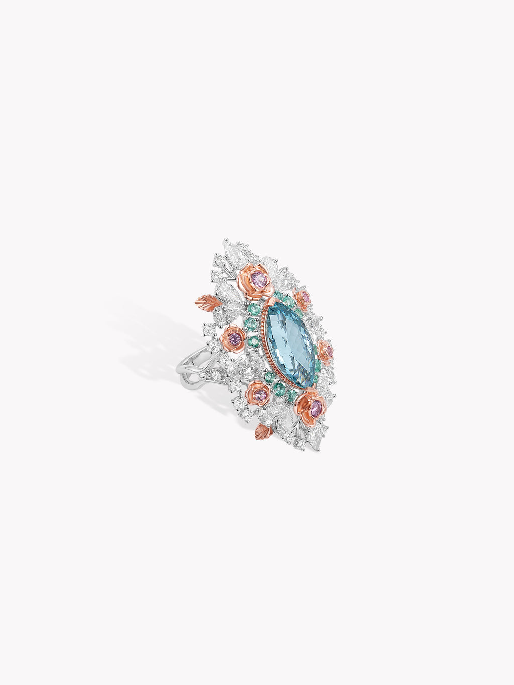 3ct Marquise Aquamarine Lace Garden Ring