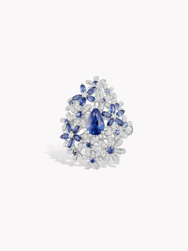 Teardrop Blue Sapphire Garden Ring