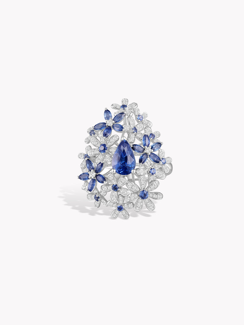Teardrop Blue Sapphire Garden Ring