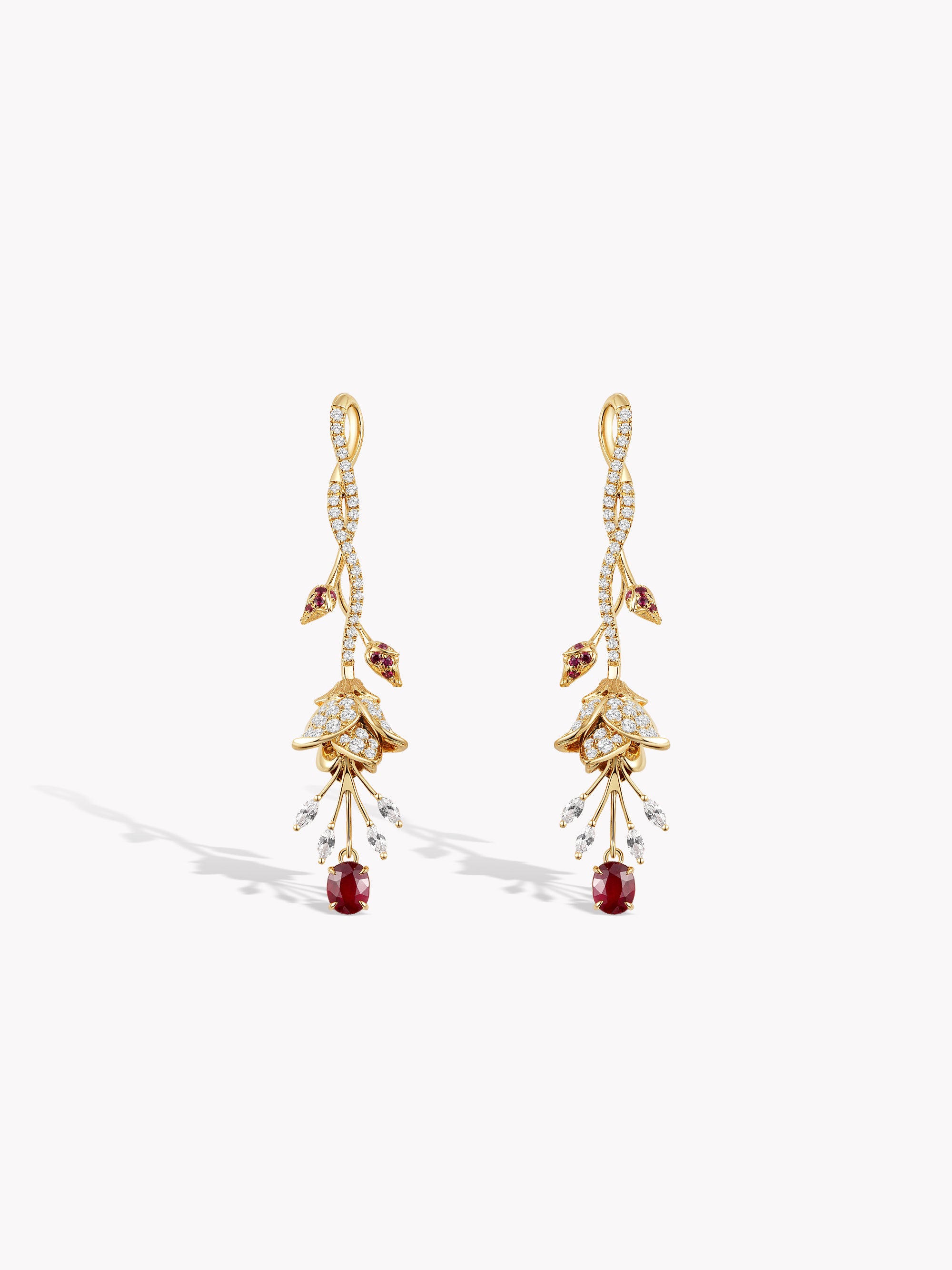 Custom: 1.1ct Ruby Thorn Drop Earrings