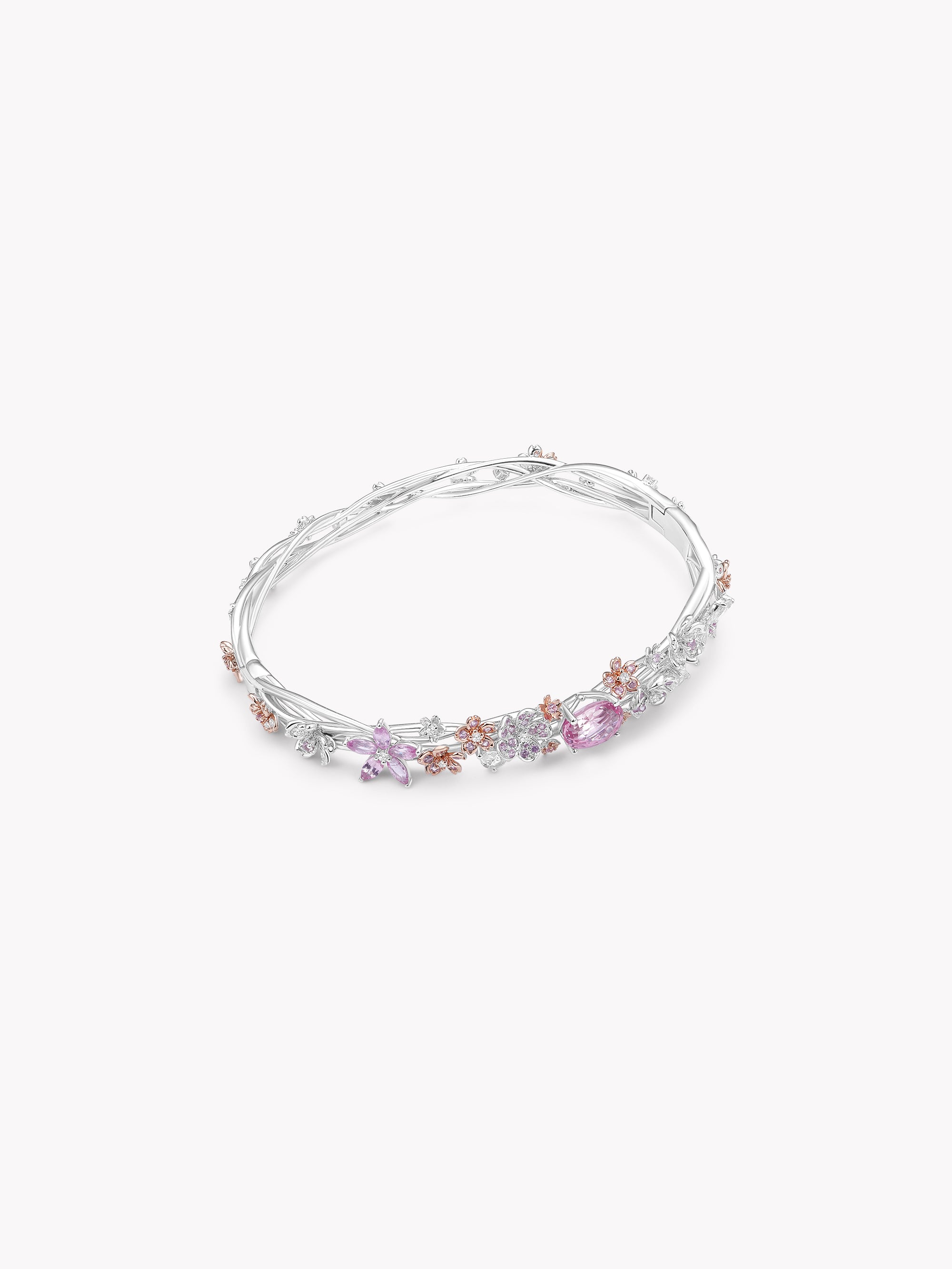 Custom: 1.5ct Padparadscha Sakura Layered Bracelet