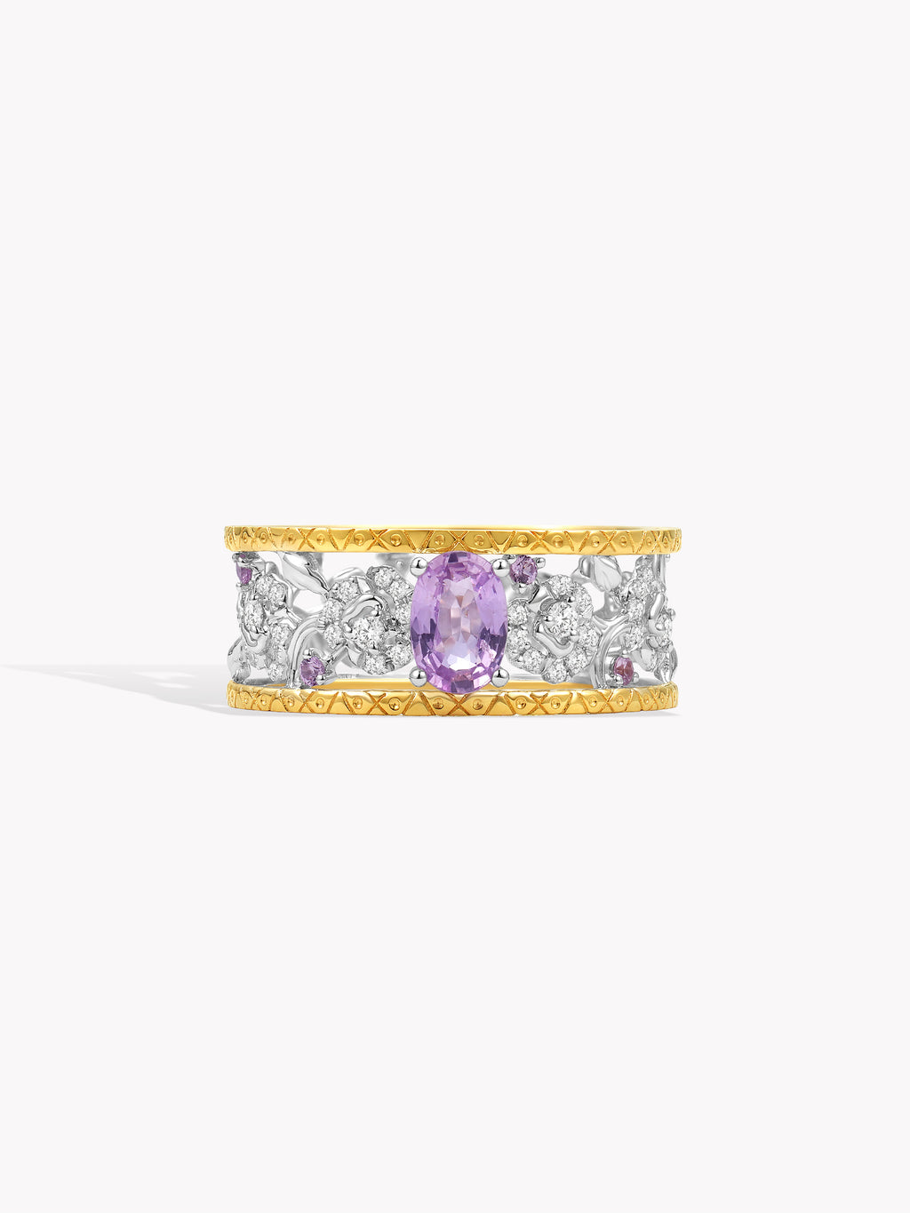 Openwork Brushed Band Rose Ring