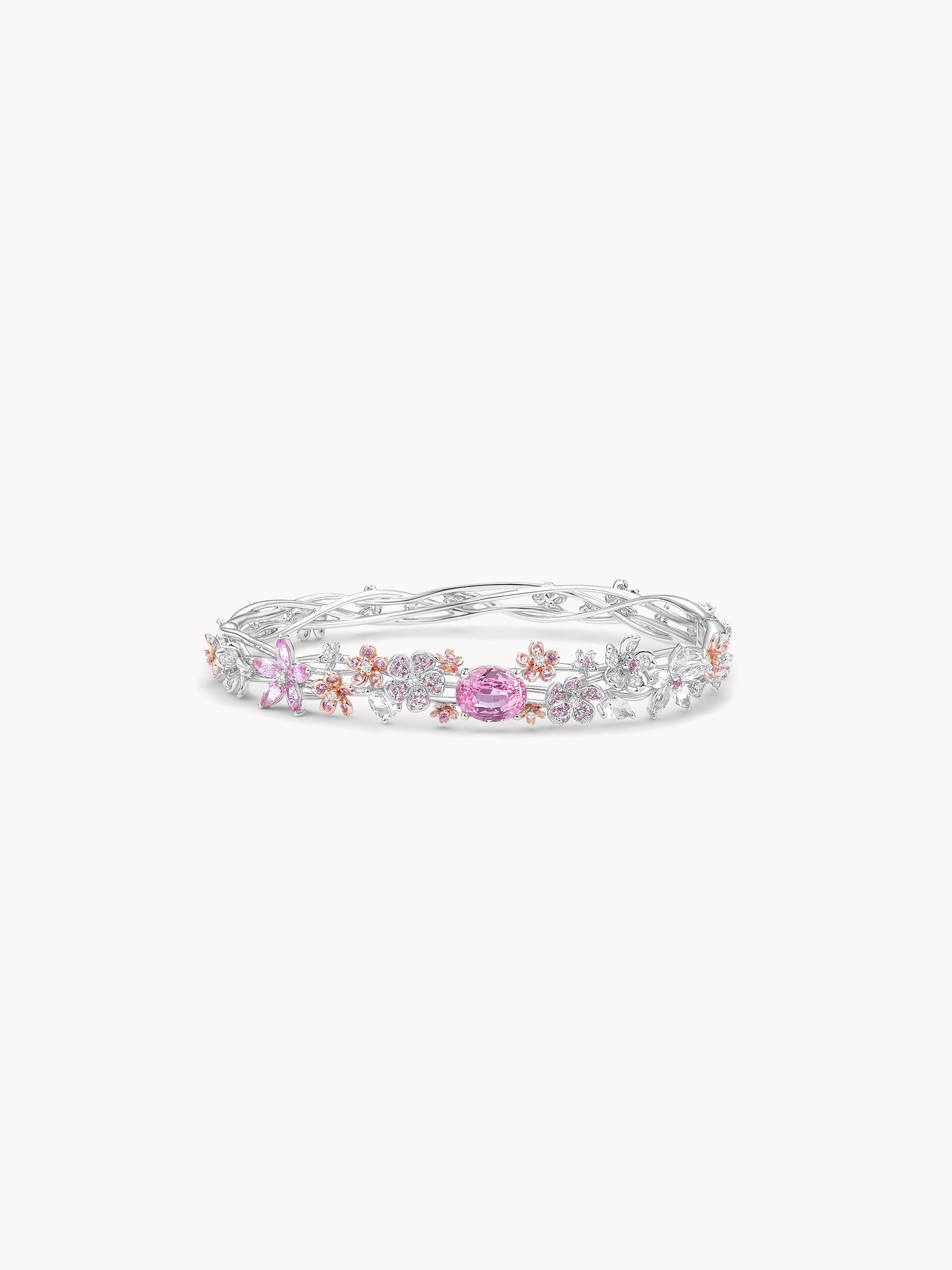 Custom: 1.5ct Padparadscha Sakura Layered Bracelet