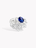 Royal Blue Sapphire Twin Stone Swan Wing Ring