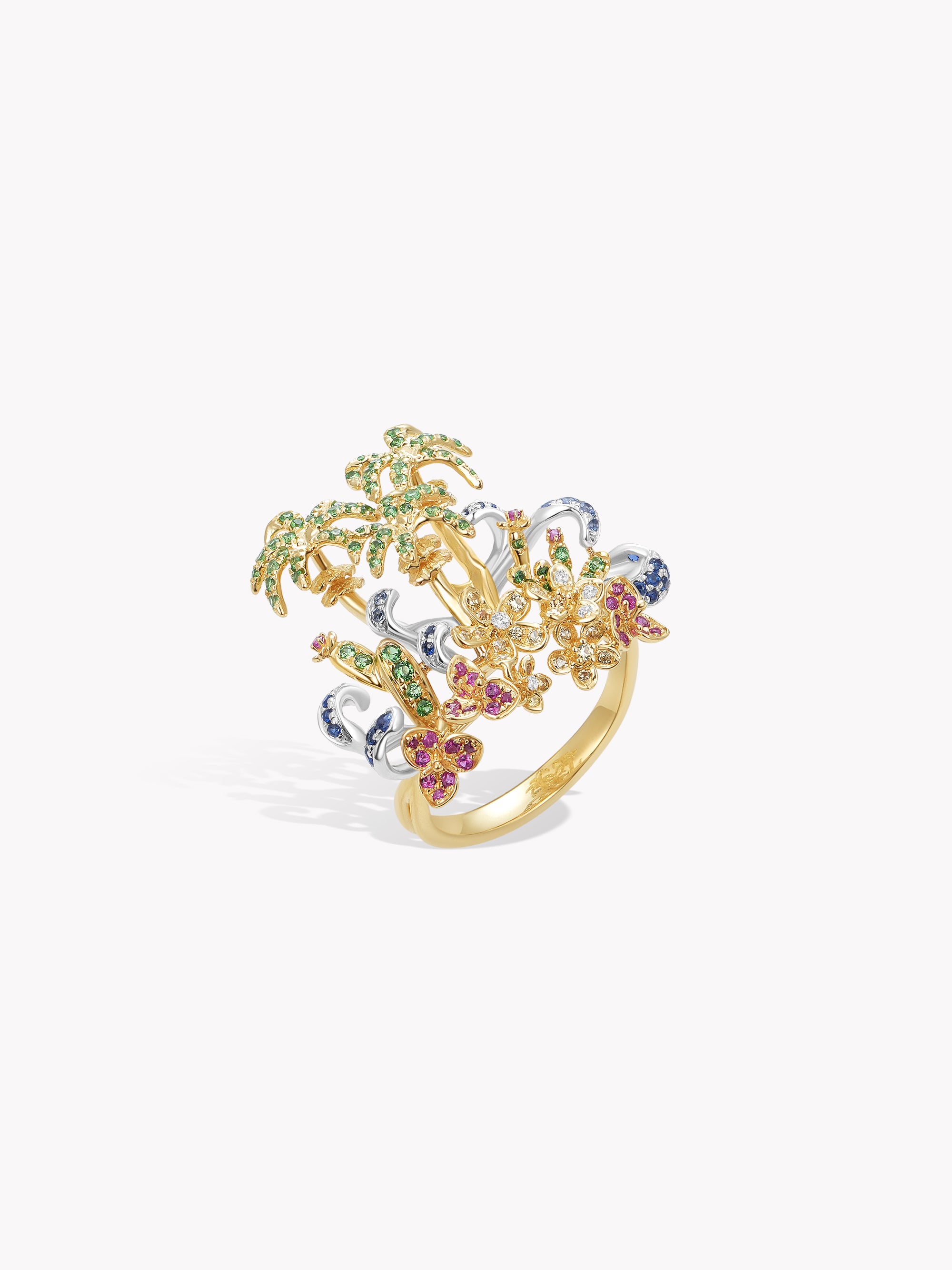 Custom: Heart Tree & Ocean Wave Ring