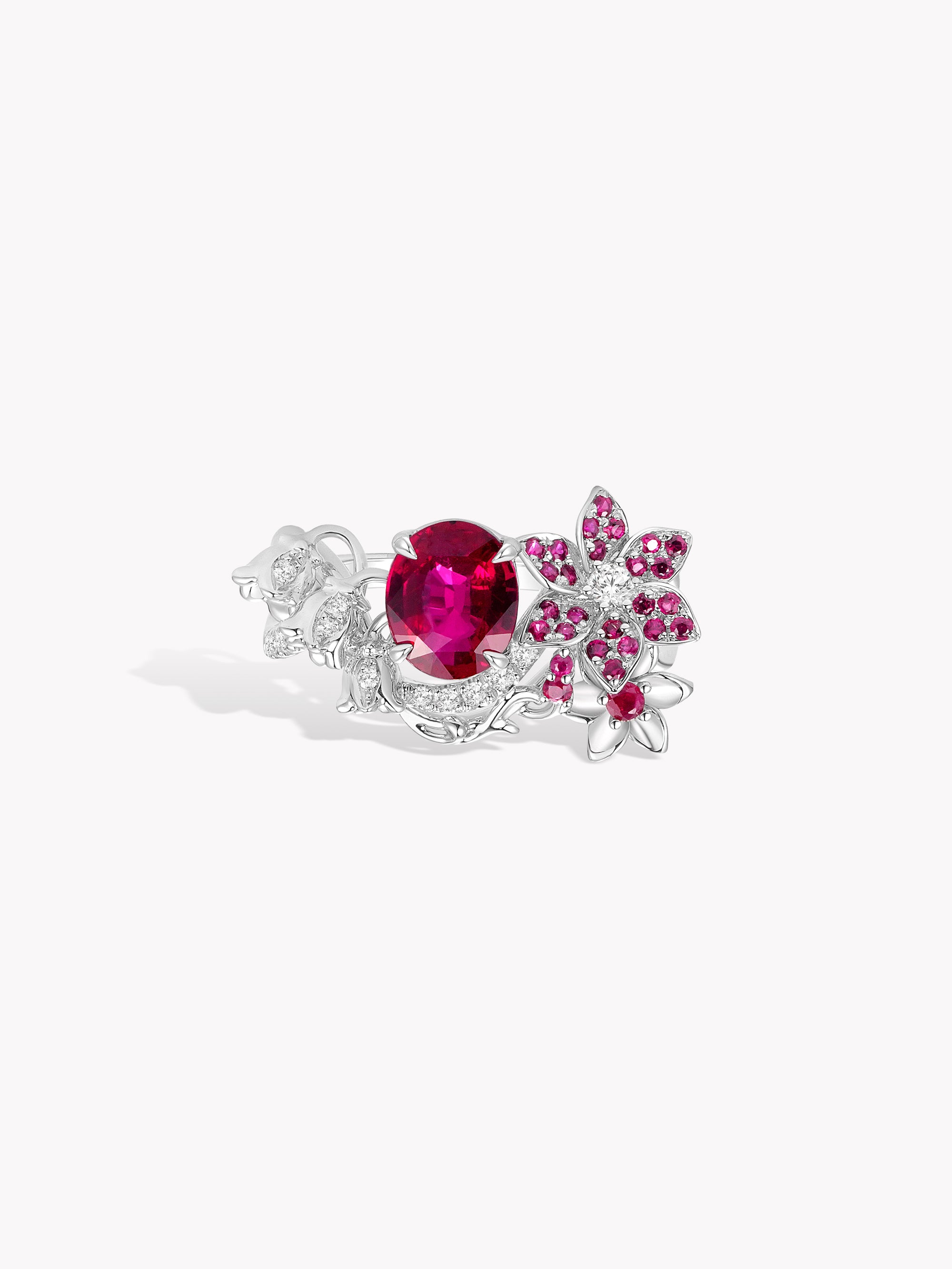 Bespoke Archieve: 1.01ct Ruby Lily of the Valley Ring