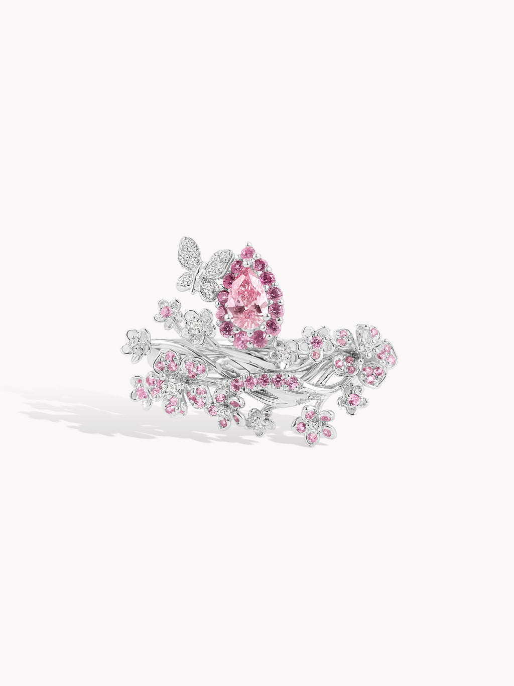Custom: 0.2ct Pink Diamond Butterfly in Sakura Bloom Ring