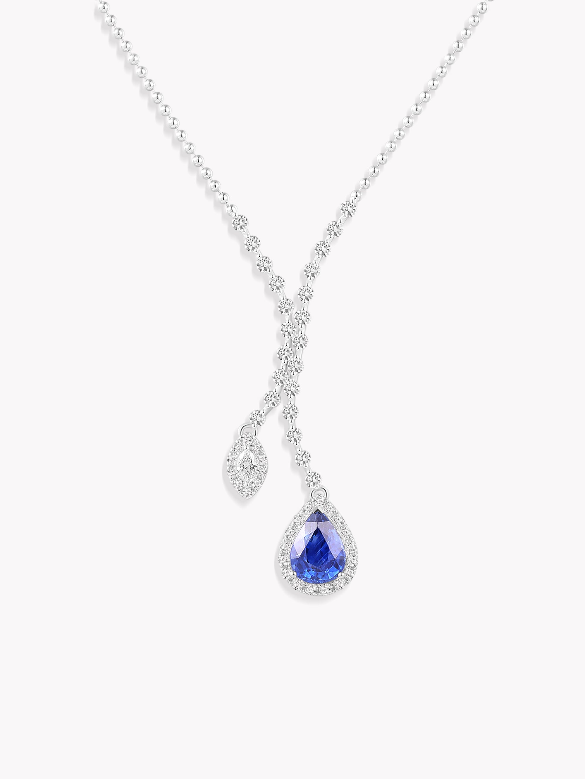 Teardrop Sapphire Diamond Necklace