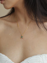 The Oasis 18K Solid Gold Emerald Necklace