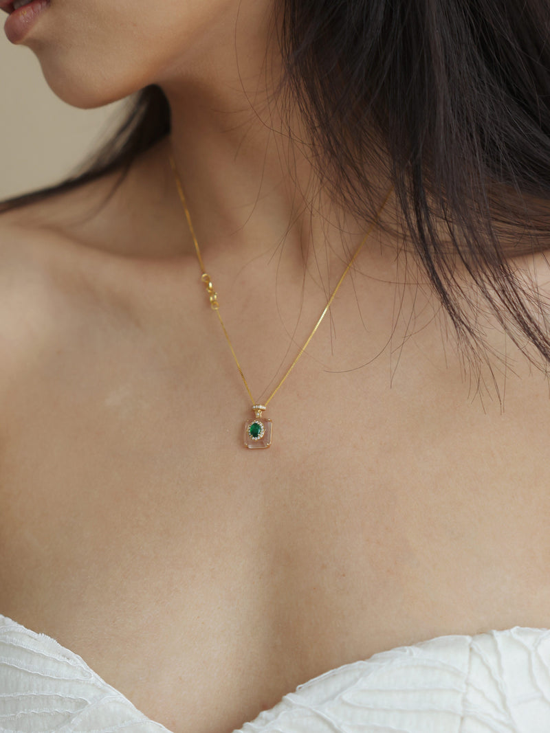 The Oasis 18K Solid Gold Emerald Necklace