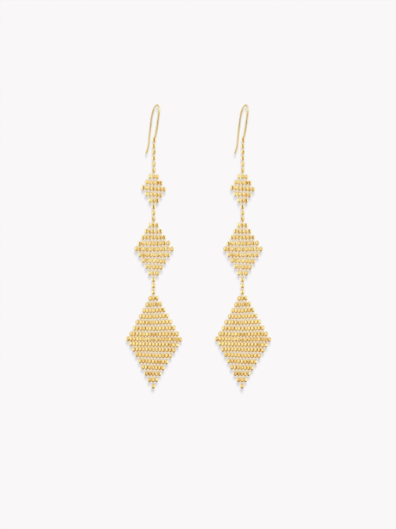 Lace Lattice Gold Drop Earrings