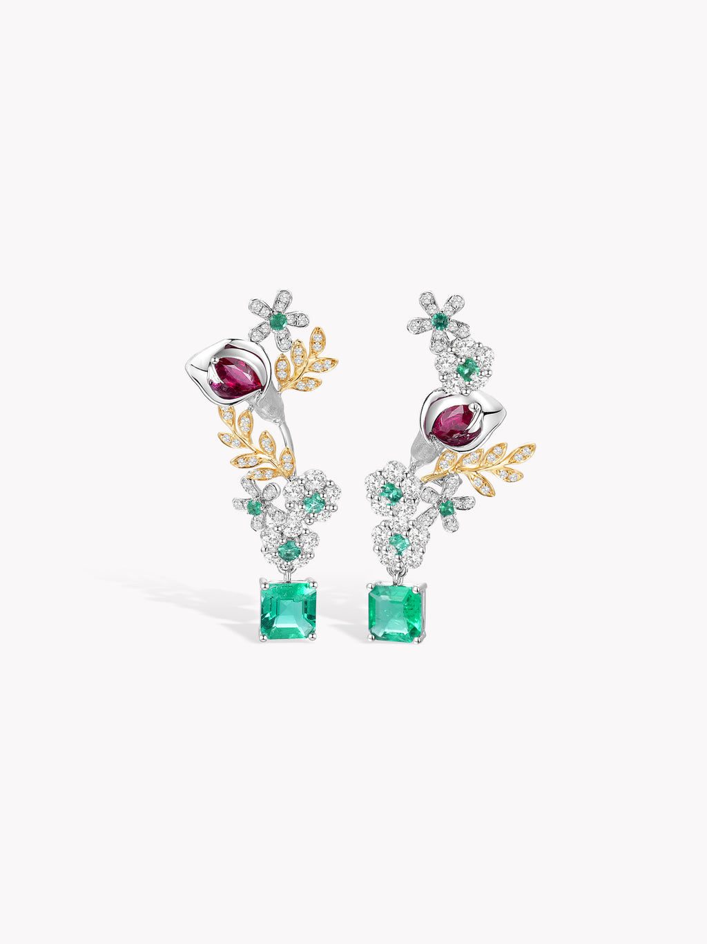 Custom: 1ct Emerald Calla Lily Drop Earrings