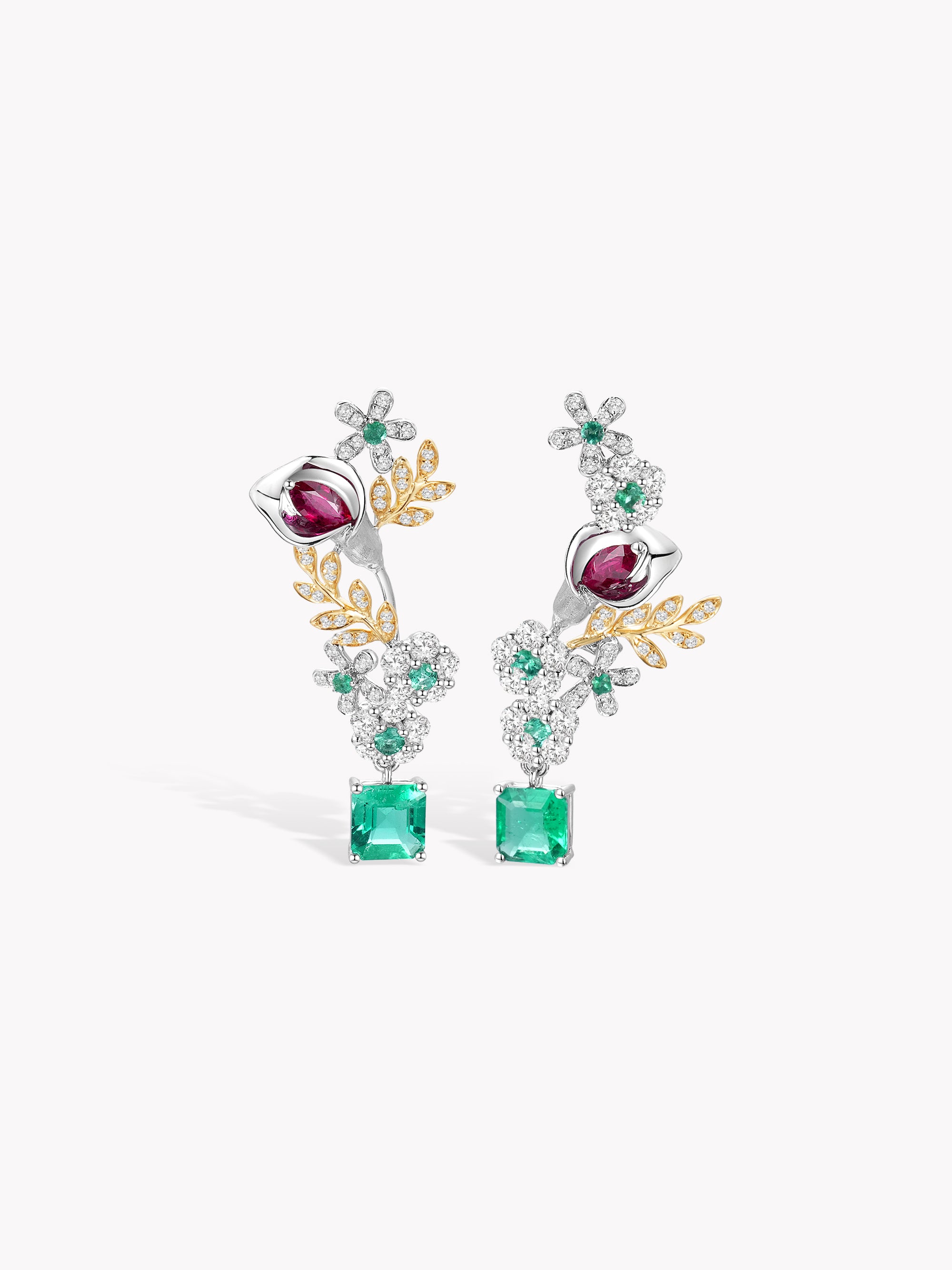 Custom: 1ct Emerald Calla Lily Drop Earrings