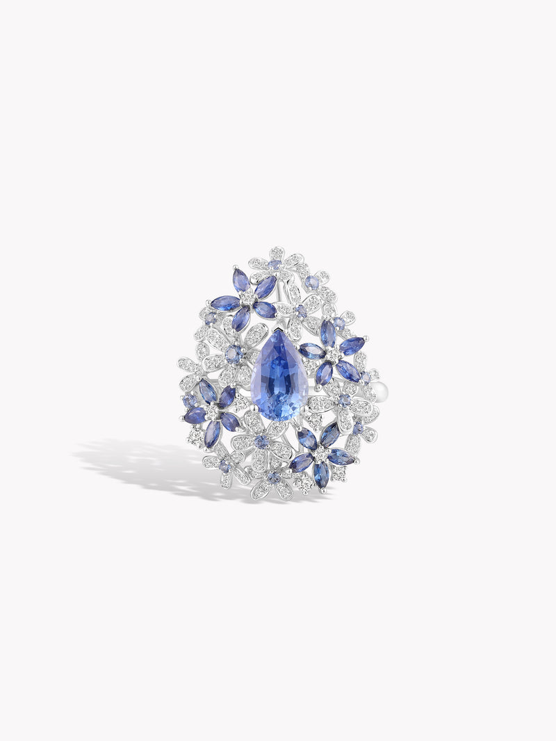 Teardrop CornFlower Blue Sapphire Garden Ring