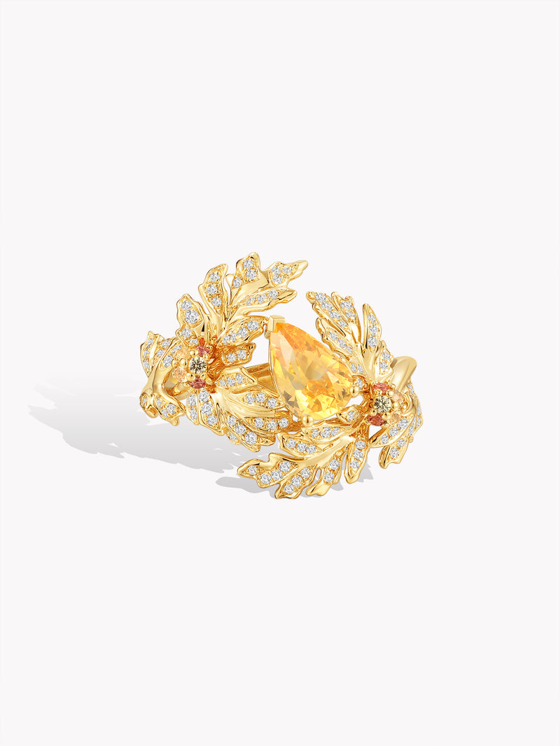 Teardrop Yellow Sapphire Grove Ring