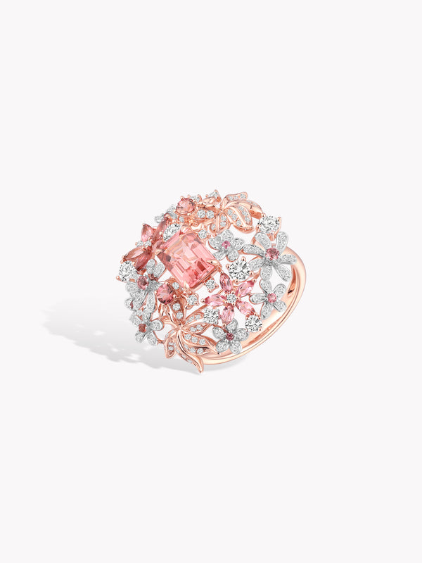 Sakura Pink Tourmaline Goldfish Garden Ring
