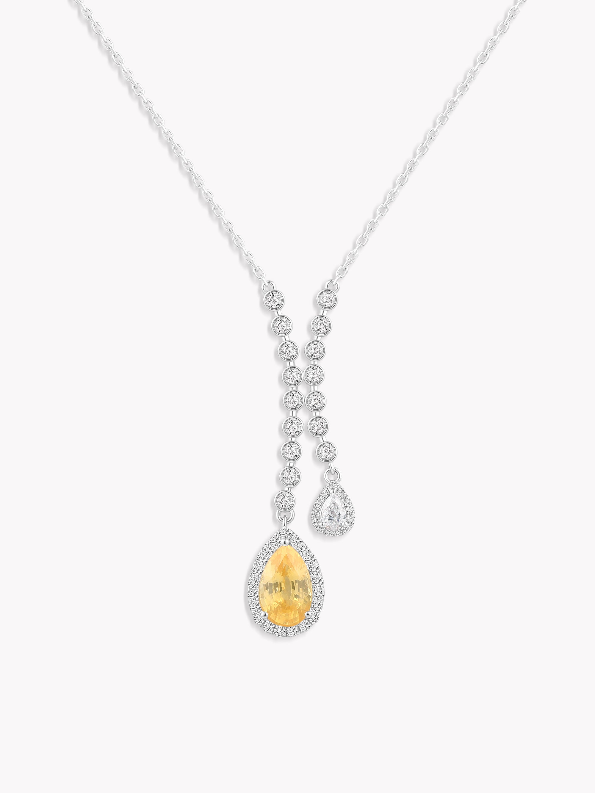 Double Teardrop Flowing-Line Slider Necklace