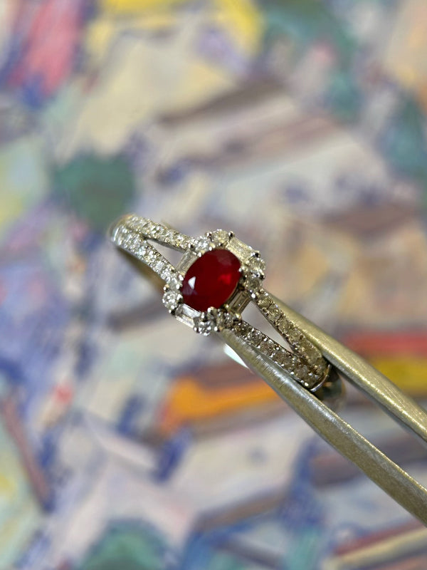 0.25ct With-Heat Ruby Ring in 18k White Gold