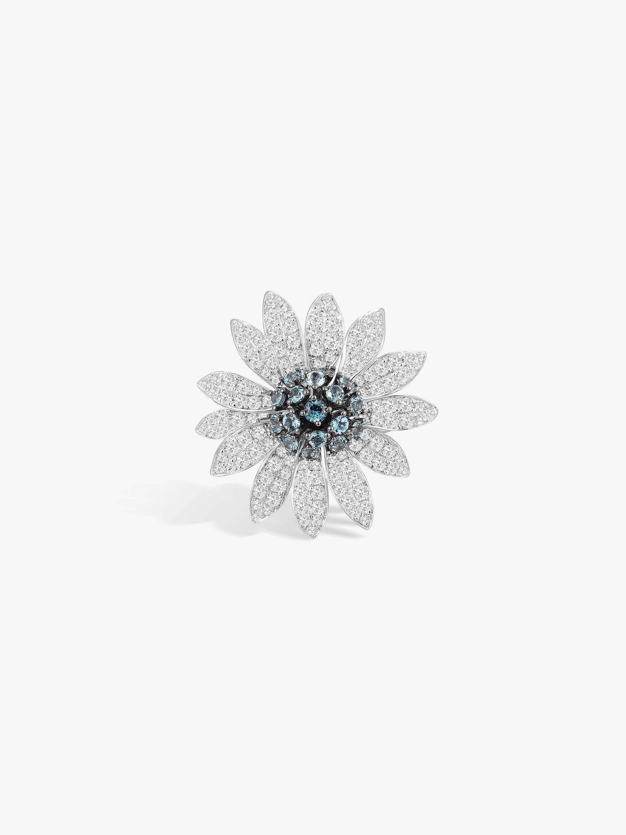 Blue Topaz Sunflower Ring
