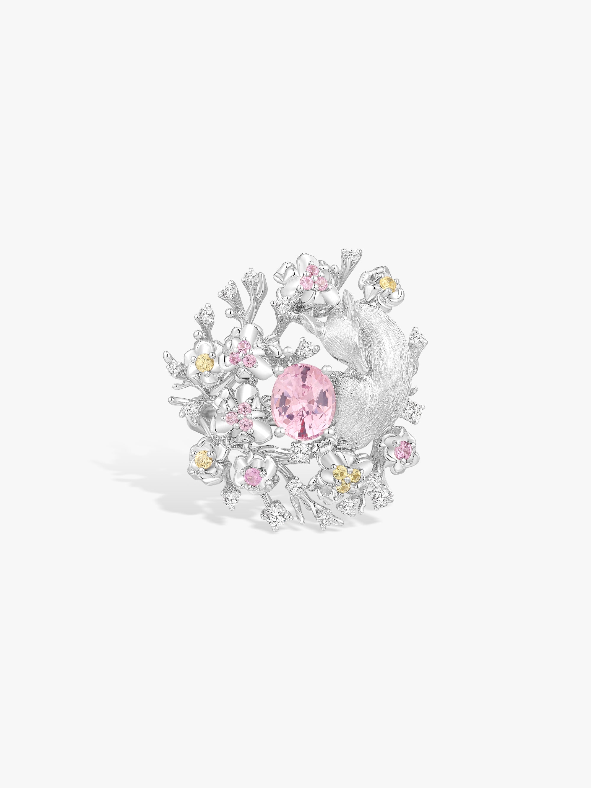 1ct Mahenge Spinel Natural Diamonds Deer Blossom Branch Ring