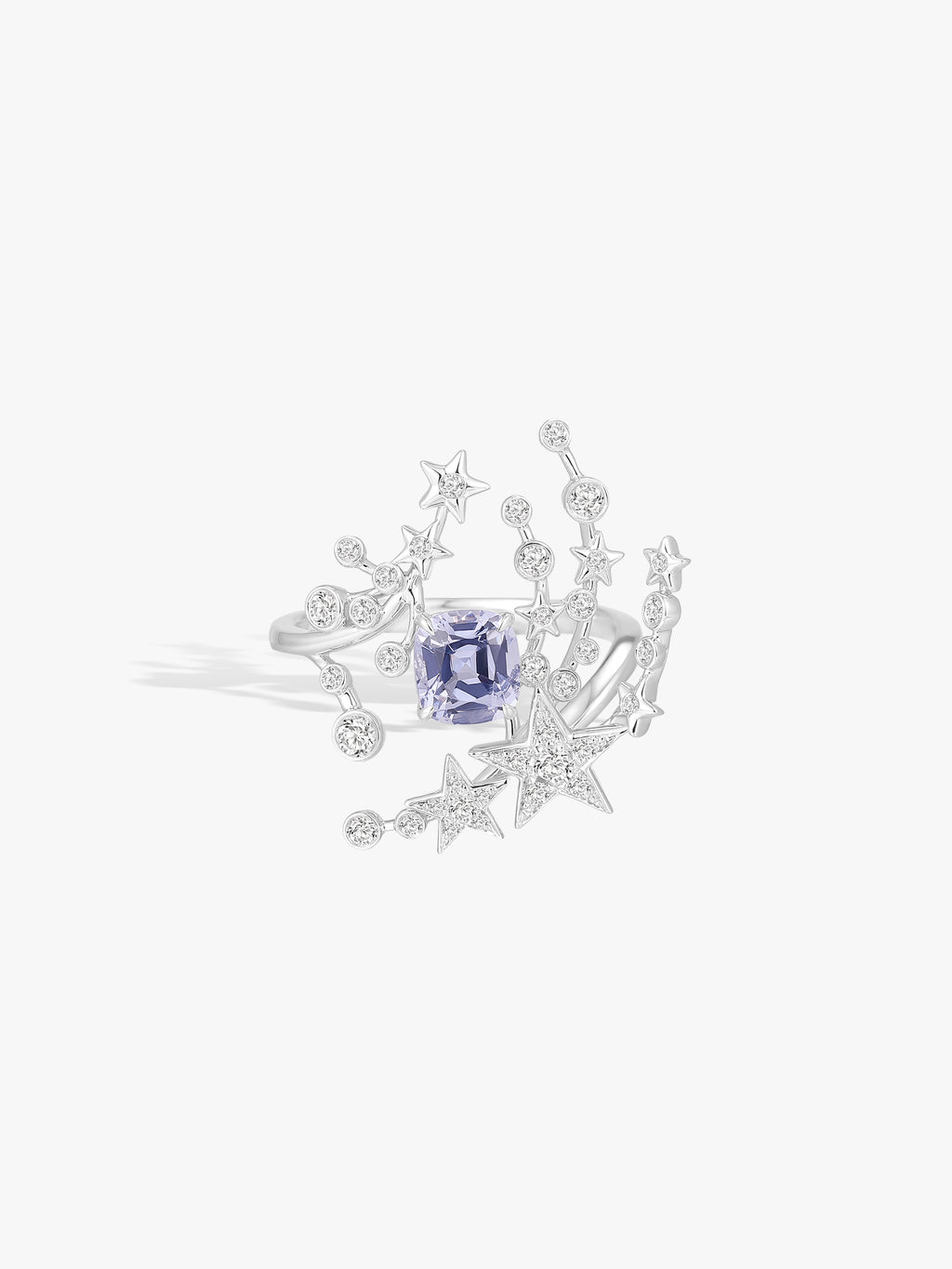 0.94ct Gray Spinel Natural Diamonds Meteor Streamline Ring