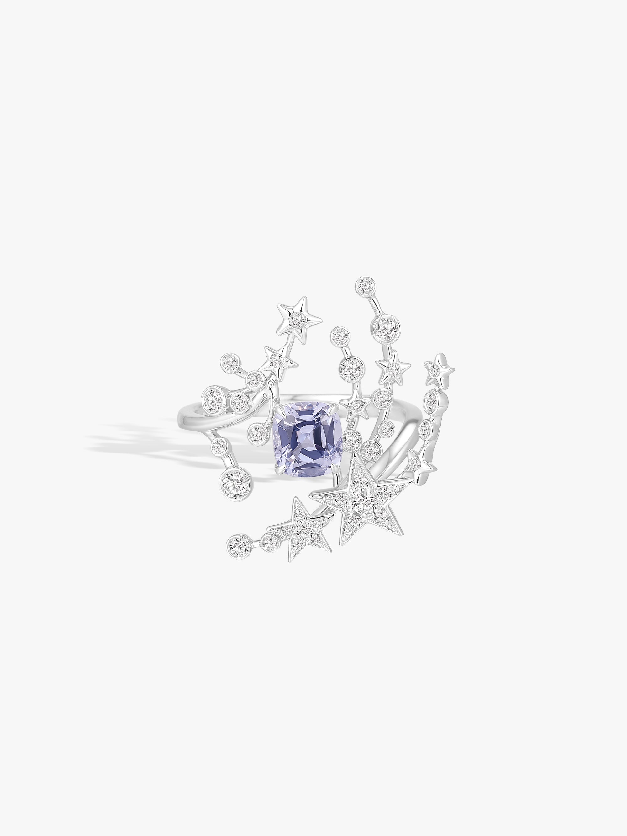 0.94ct Gray Spinel Natural Diamonds Meteor Streamline Ring