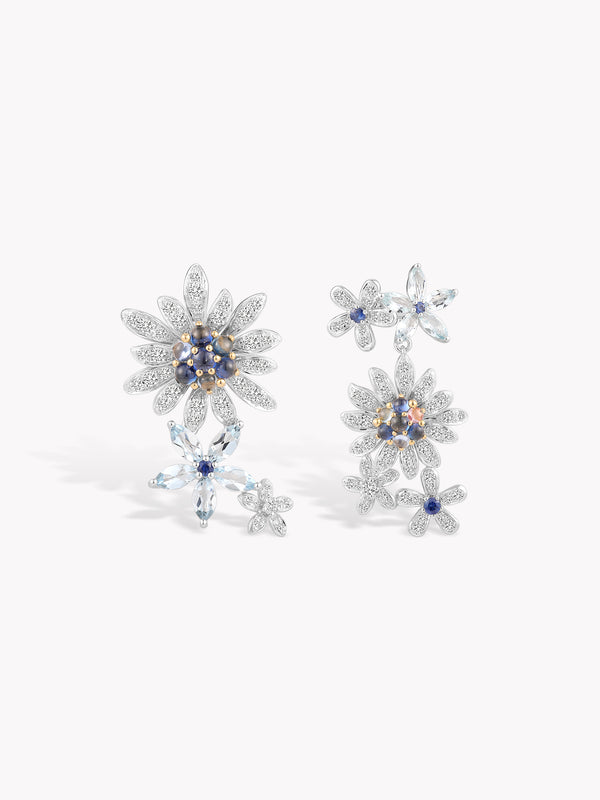 Sapphire & Aquamarine Daisy Earrings