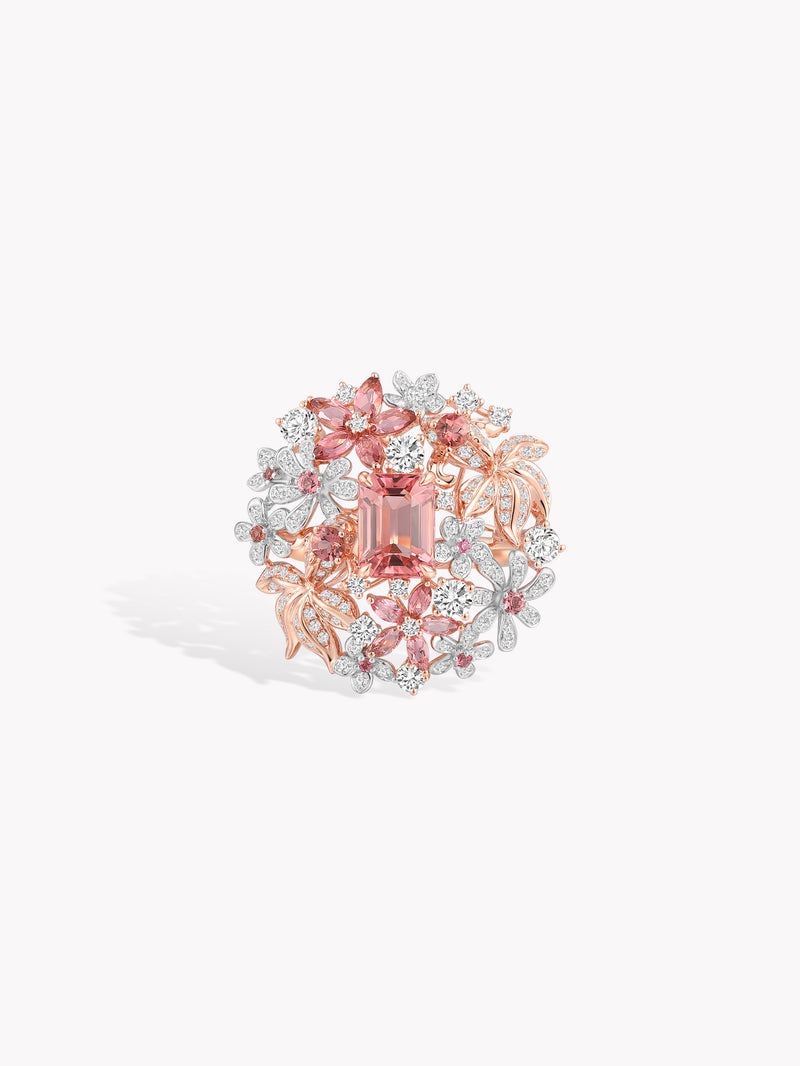 Sakura Pink Tourmaline Goldfish Garden Ring