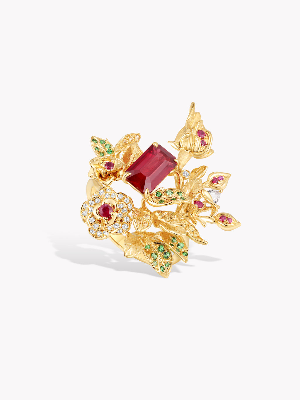 Custom: 1.38ct Thorned Rose Branch Ring