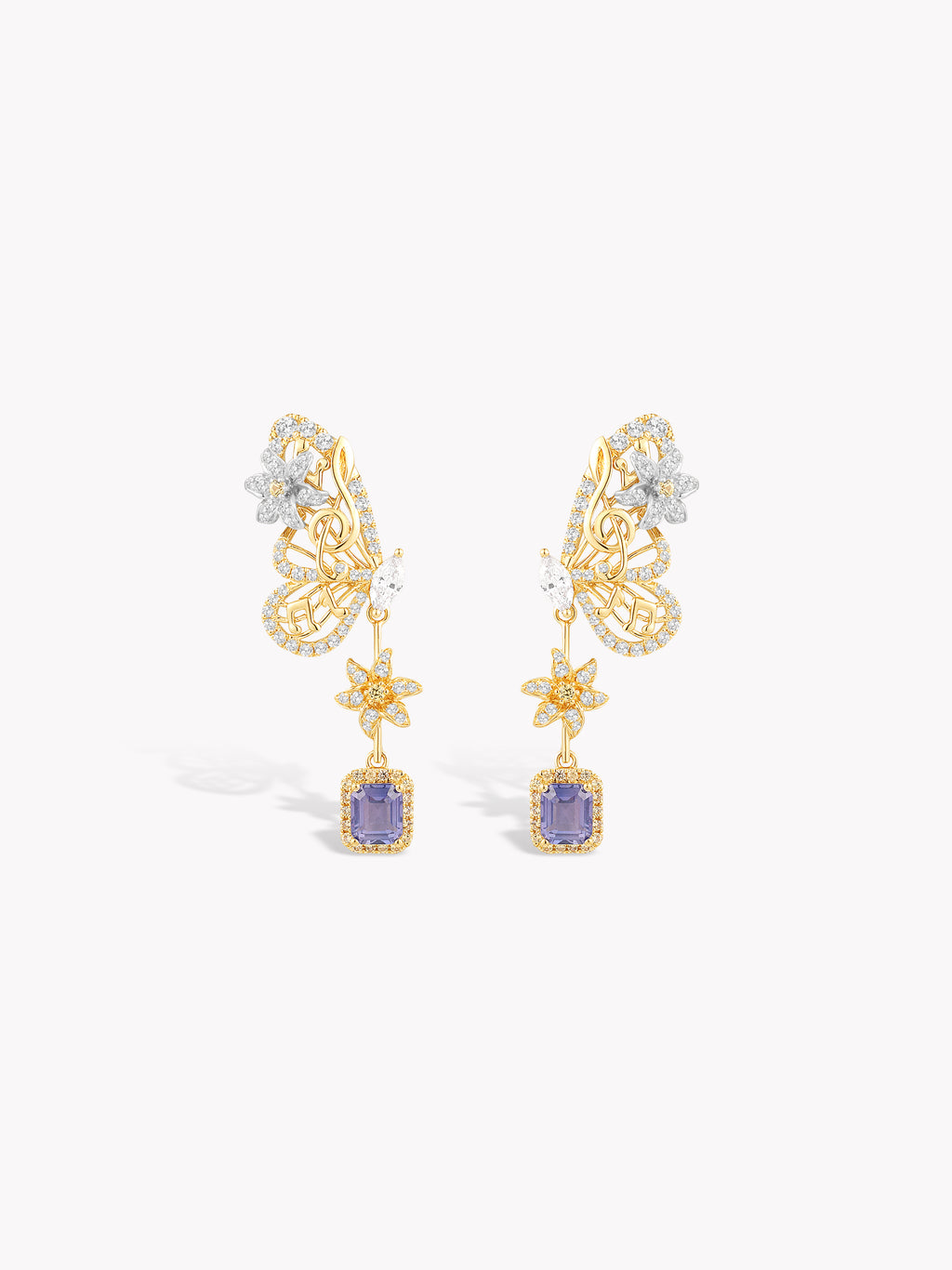 Custom: 1.13ct Purple Sapphire Violet Butterfly Note Earrings