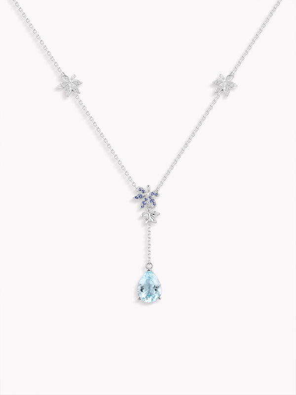 Aquamarine Maple Leaf Necklace