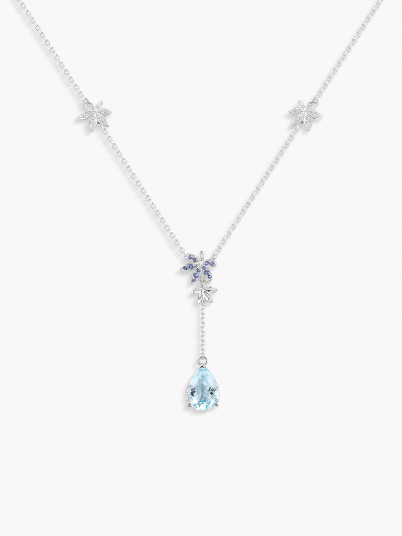 Aquamarine Maple Leaf Necklace