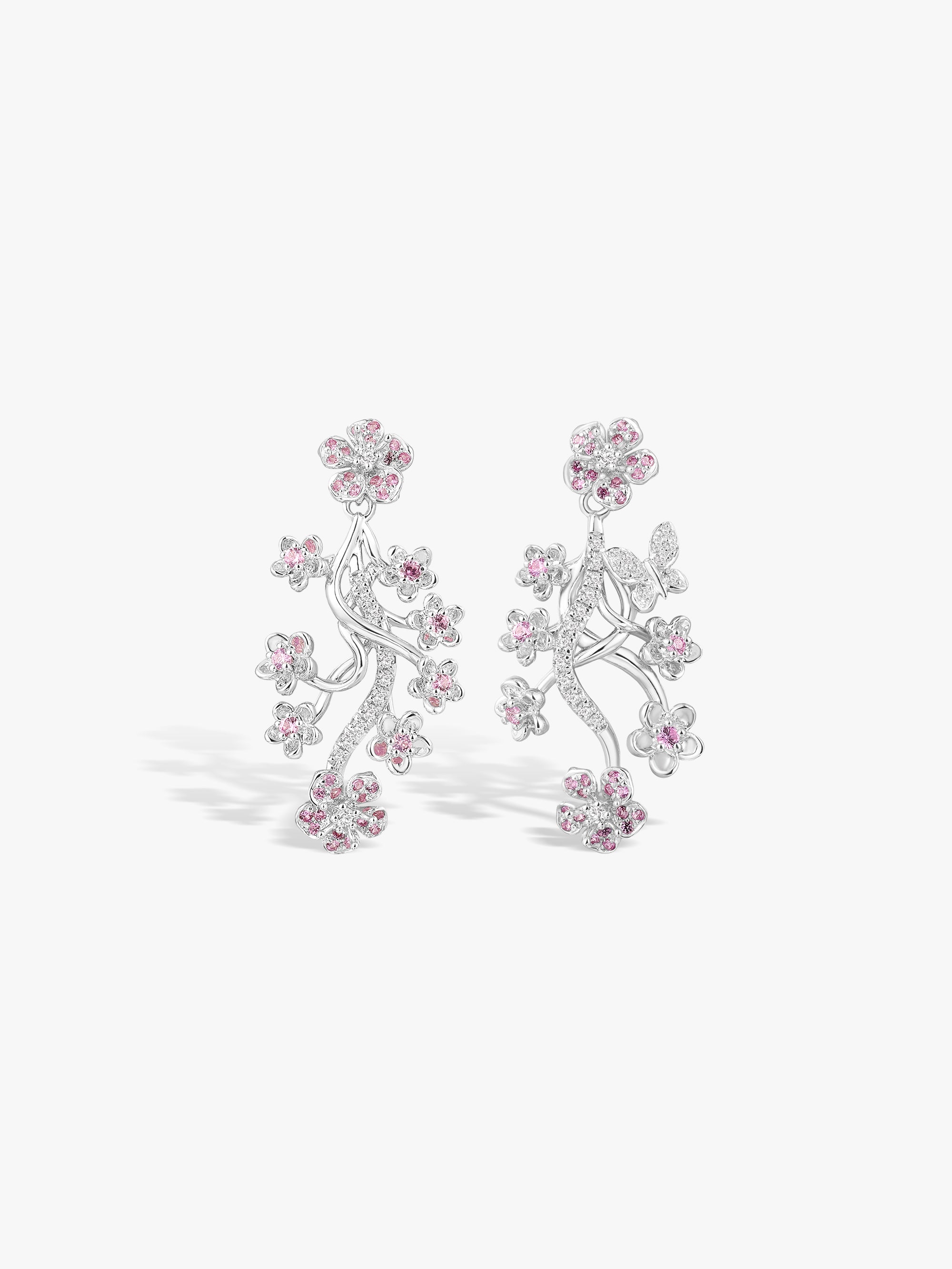 Natural Diamonds Branch Blossom Drop Earrings