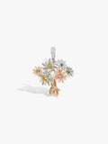 Multi-color diamond daisy bouquet pendant with gold-toned setting and flower cluster