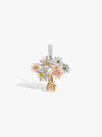 Multi-color diamond daisy bouquet pendant with gold-toned setting and flower cluster