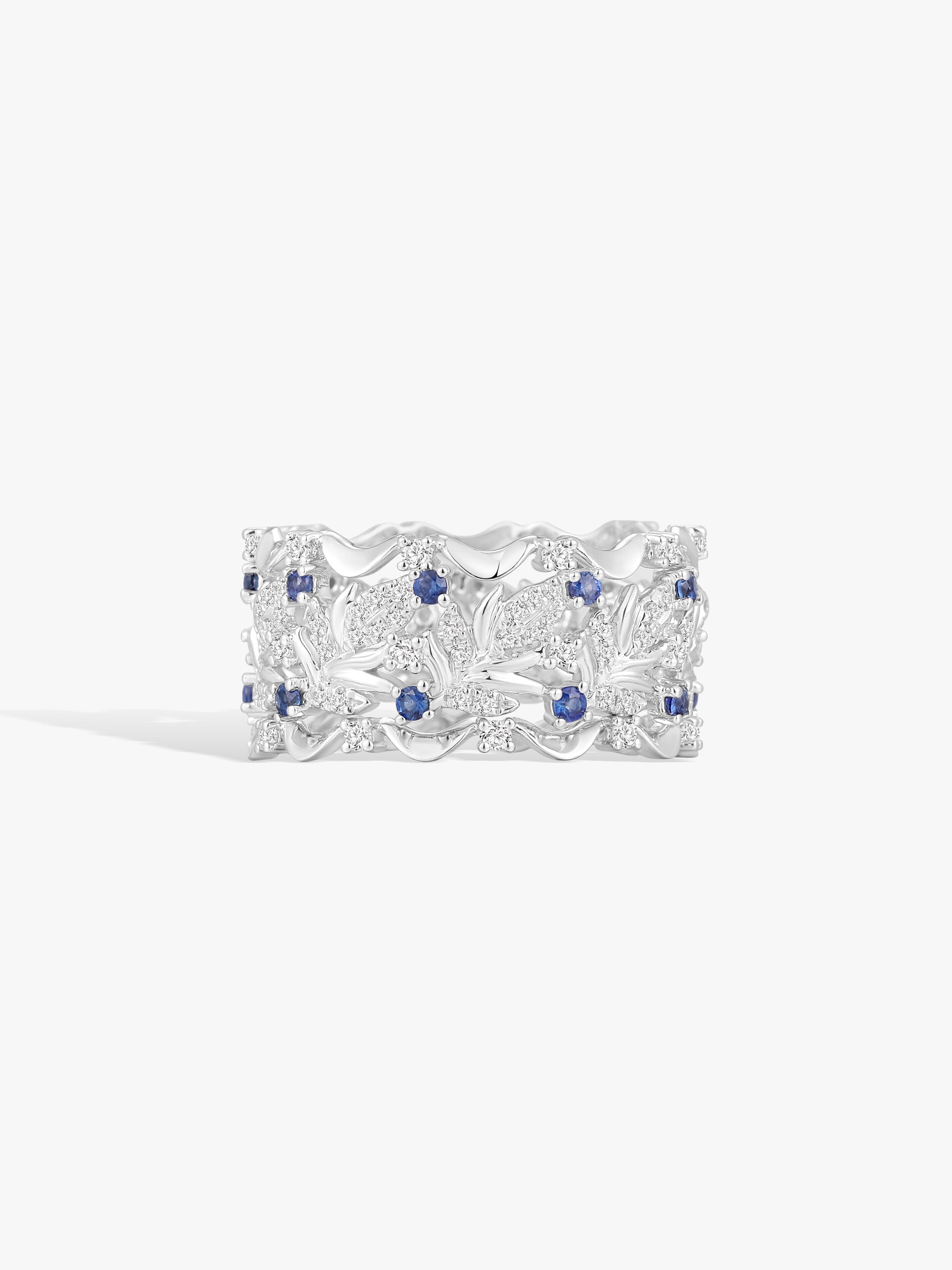 Multi-Colored Sapphire Natural Diamonds Swan Wing Ring