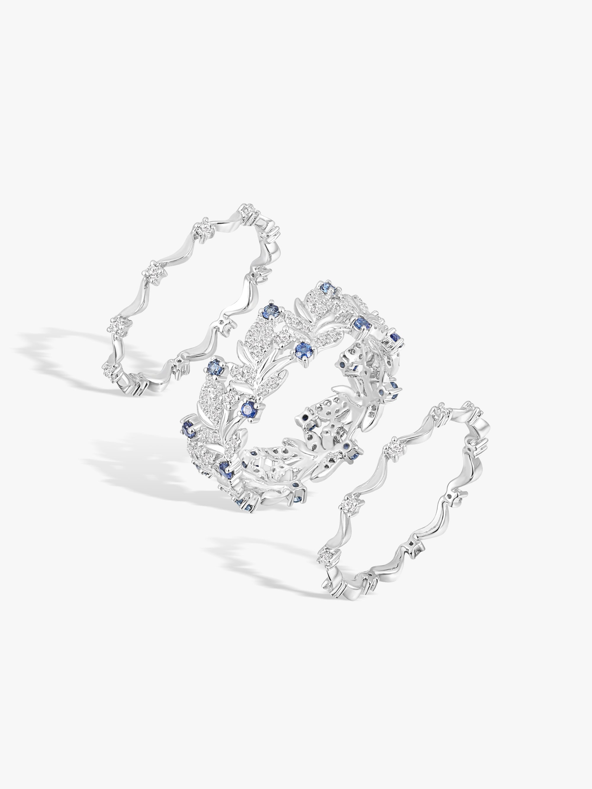 Multi-Colored Sapphire Natural Diamonds Swan Wing Ring