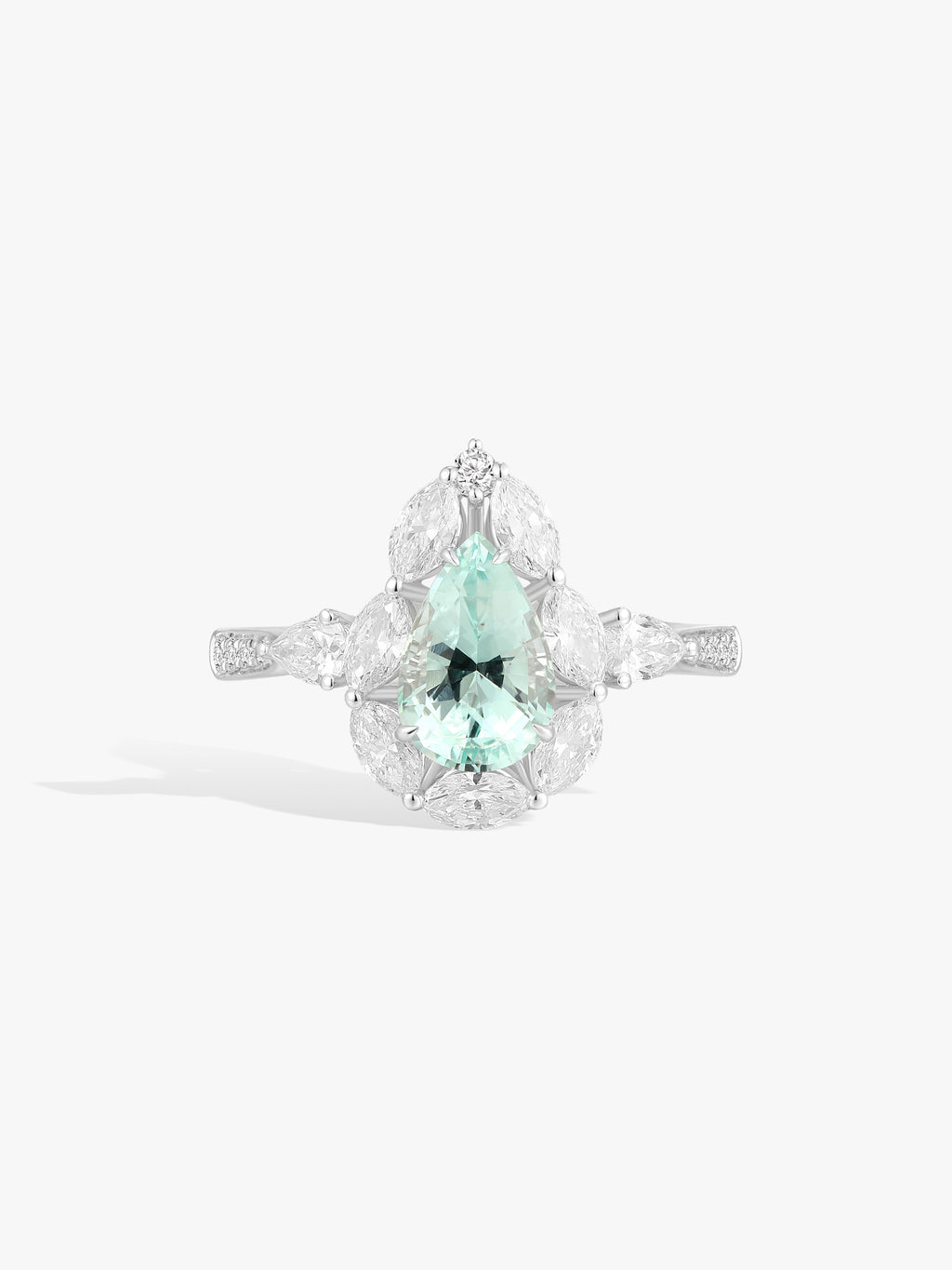 1.05ct Beryl Teardrop Pave Diamond Ring