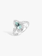 Teardrop beryl diamond pave ring, mint teardrop center stone on split band