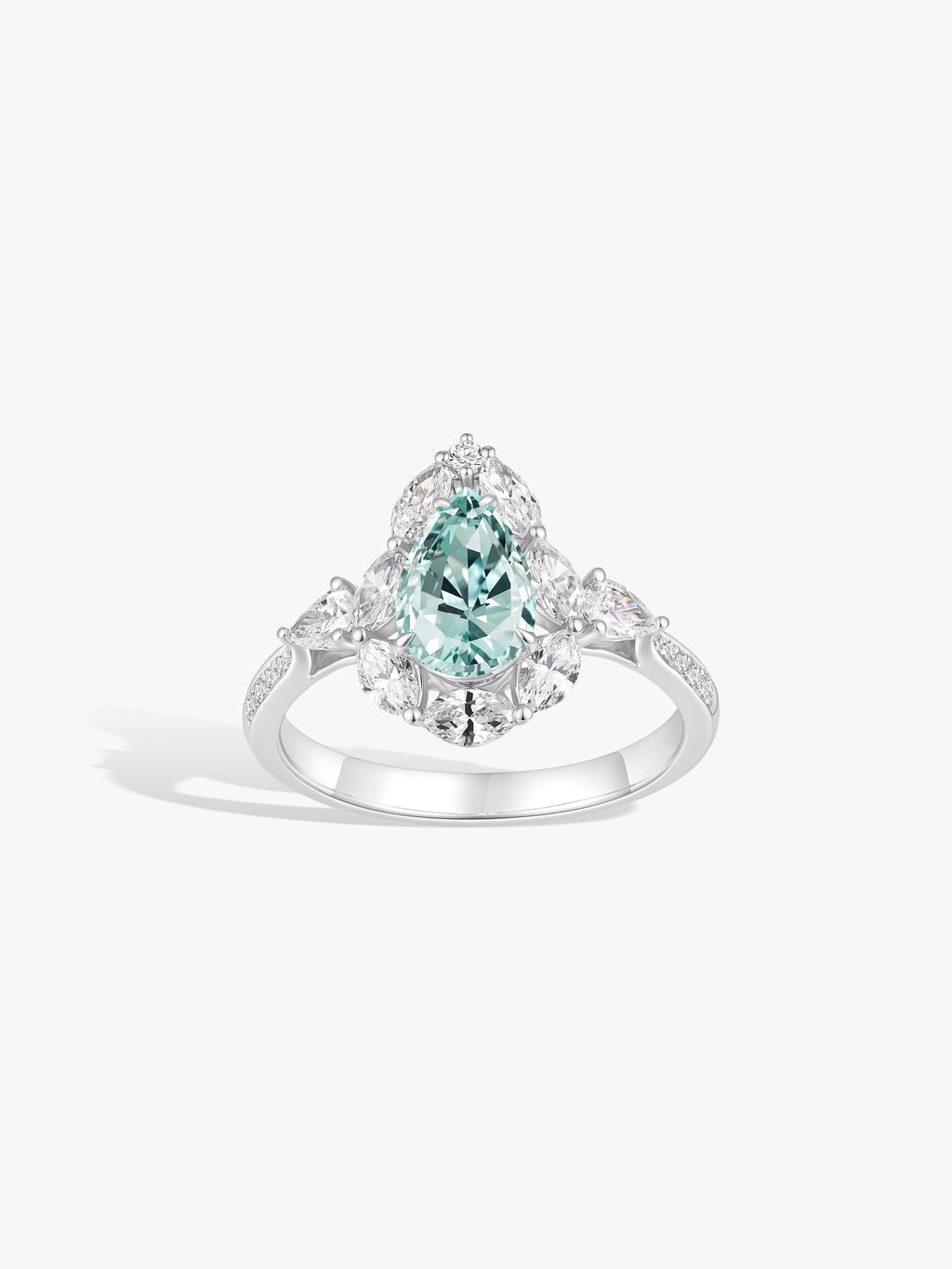 1.05ct Beryl Teardrop Pave Diamond Ring