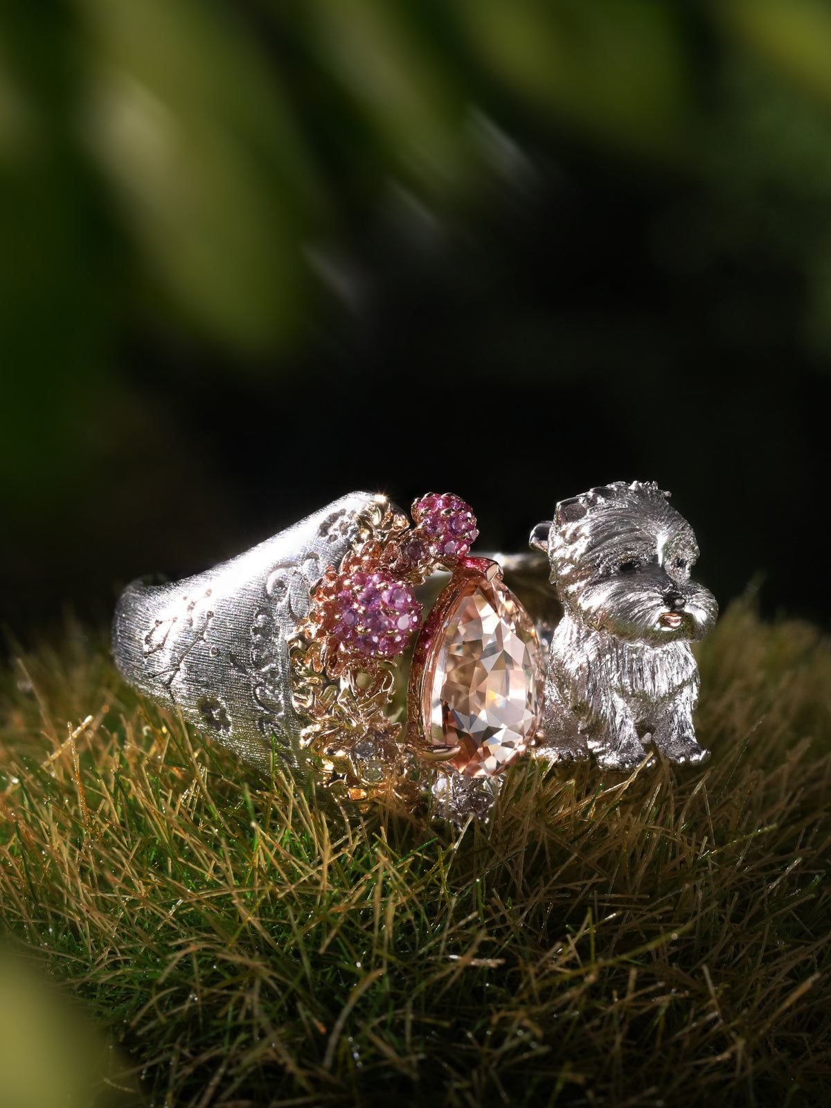 Bespoke Archieve: Pink Sapphire Westie Garden Open Ring