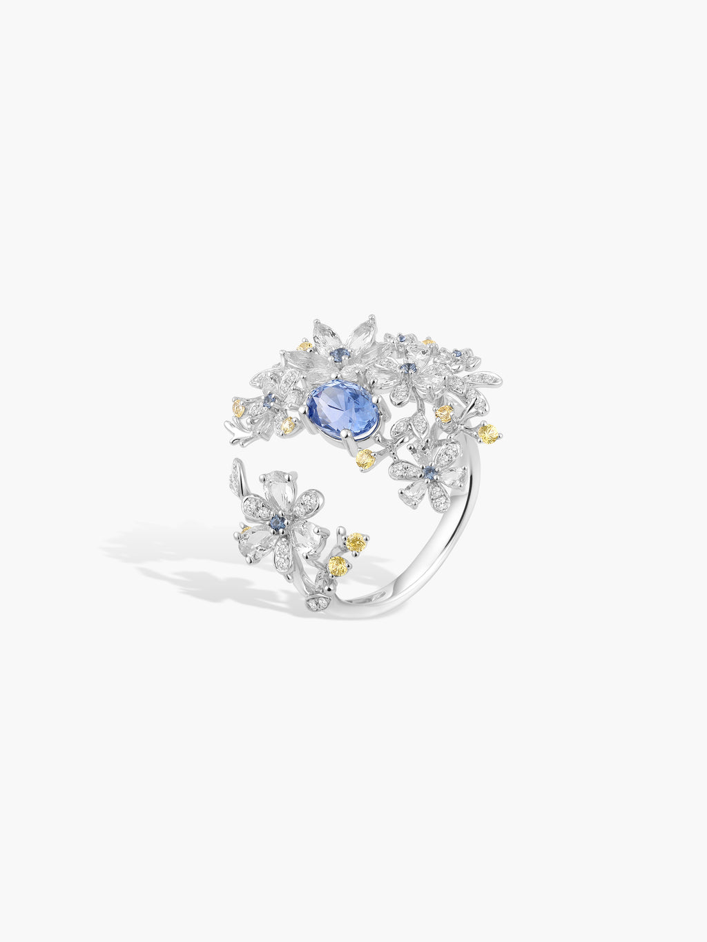 Cornflower Sapphire Floral Branch Ring