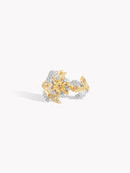 18k gold flower twist ring with pavé accents