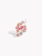 Cherry blossom style ring with pink marquise center and clear pavé details