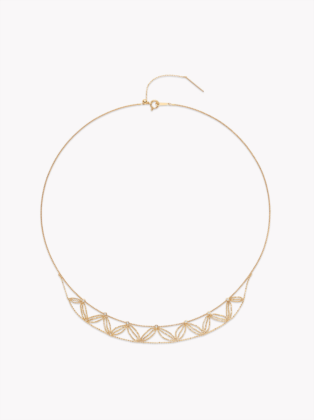 18k Yellow Gold Double Leaf Lace Necklace