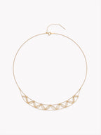 18k yellow gold lace leaf necklace with double leaf pattern